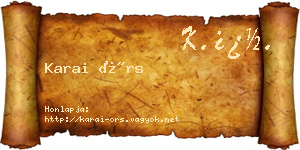 Karai Örs névjegykártya