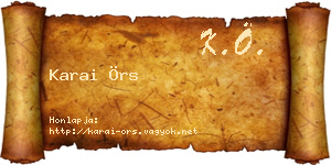 Karai Örs névjegykártya