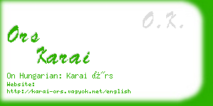 ors karai business card